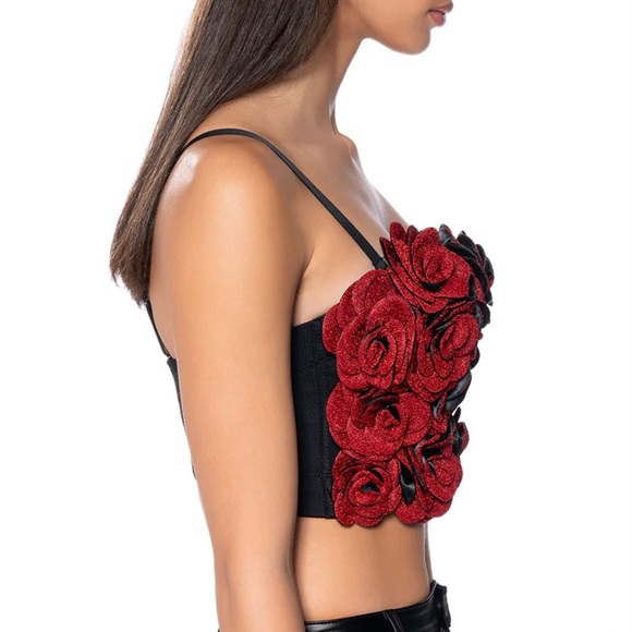 NWT AKIRA I WISH YOU WELL ROSE DETAIL CORSET TOP SZ SMALL S - Picture 10 of 11